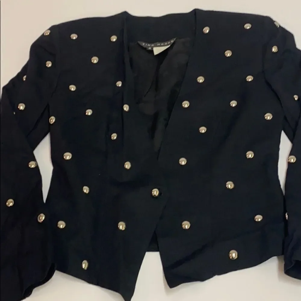 Tina Hagen Studded‎ Cropped Jacket Size Small C25